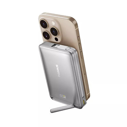 Baseus Nomos Kickstand External Wireless Battery, 10000mAh, 45W, PD + QI, 1 x QI - 1 x USB-C, Black P10078800843-00