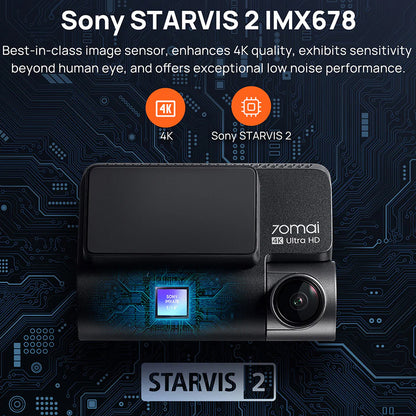70mai Dash Cam A810, 4K, 4K, Wi-Fi, GPS, 3inch Display 