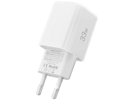Ładowarka sieciowa Tech-Protect NCM33W, 33W, 3A, 1 x USB-A - 1 x USB-C, Biała