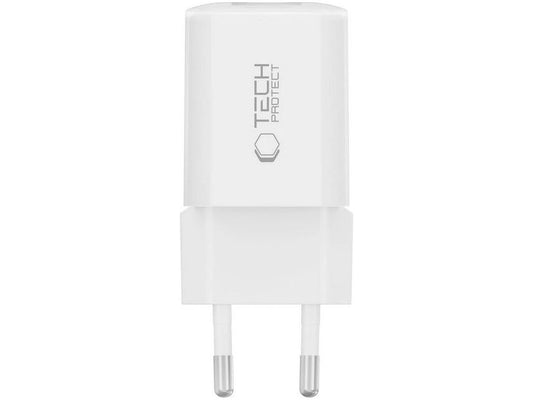 Ładowarka sieciowa Tech-Protect NCM33W, 33W, 3A, 1 x USB-A - 1 x USB-C, Biała